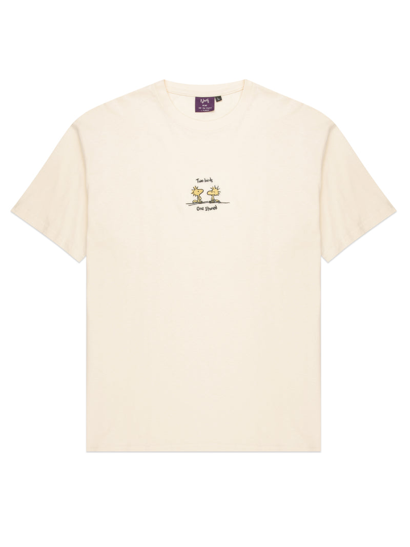 Two Birds One Stoned - Off White (Organic Hemp T Shirt)