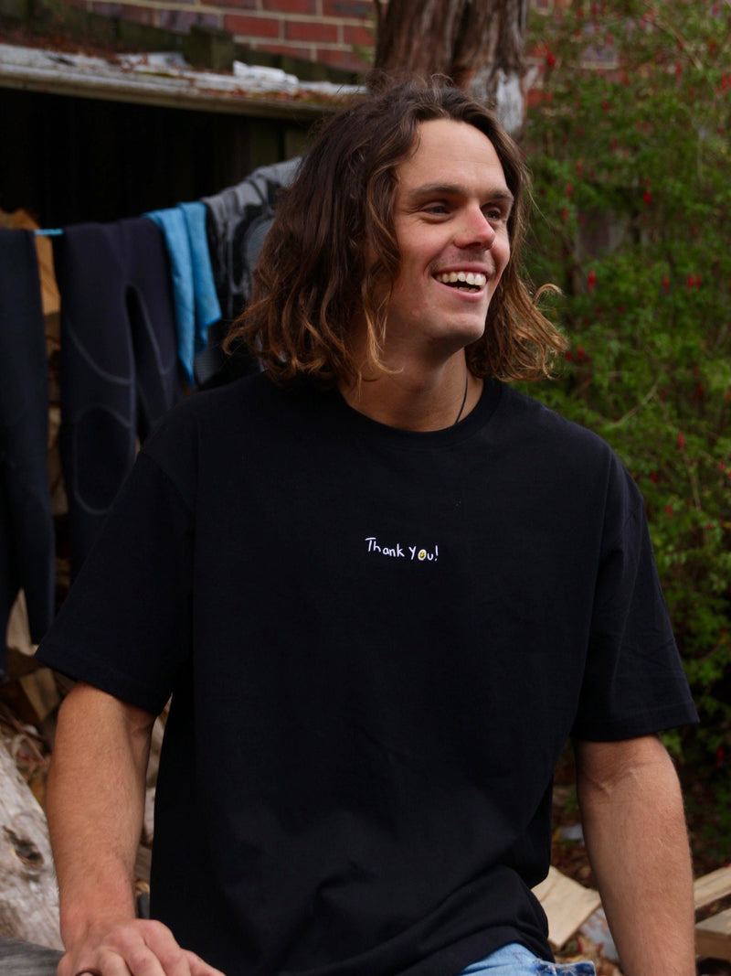 Thank you! - Black  (Organic Hemp T Shirt)